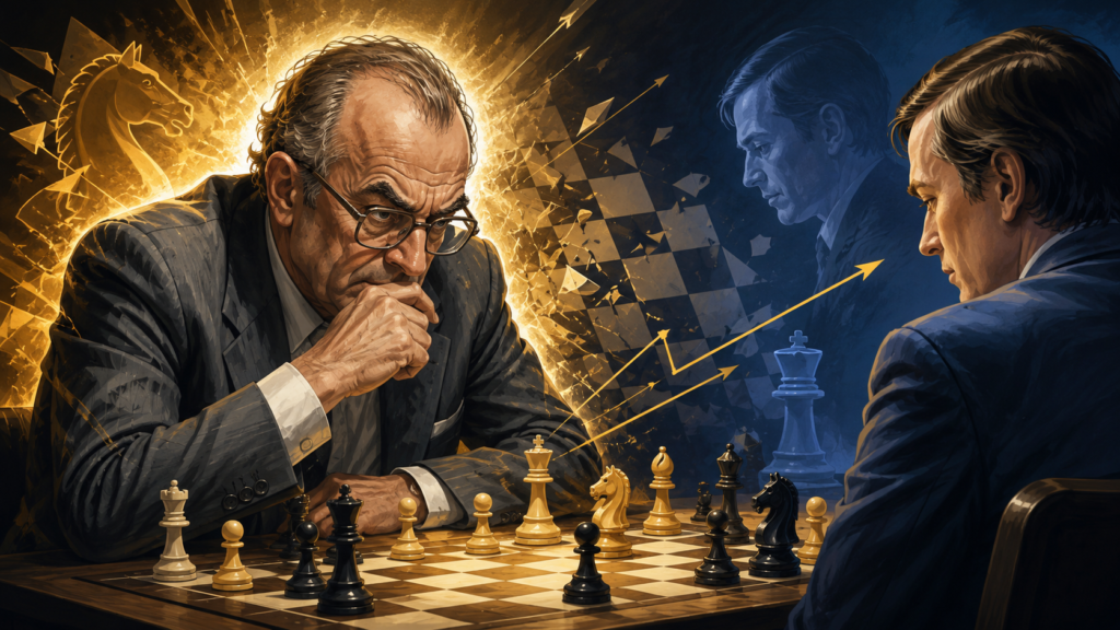 Korchnoi’s battles with Anatoly Karpov became some of the most famous and tense matches in chess history. In 1974, Korchnoi lost to Karpov in a match that helped decide who would challenge Bobby Fischer.