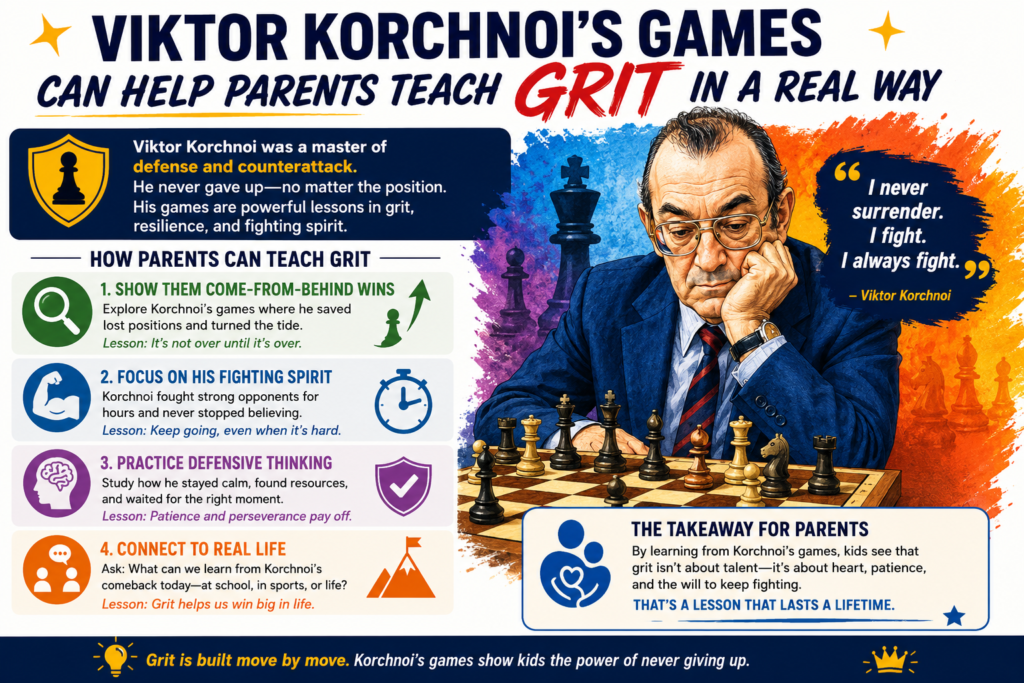 Many parents want their children to have grit. But grit is not easy to teach with a speech. Children learn it better through experience. Chess gives that experience in a clean and honest way. Your child makes a move.