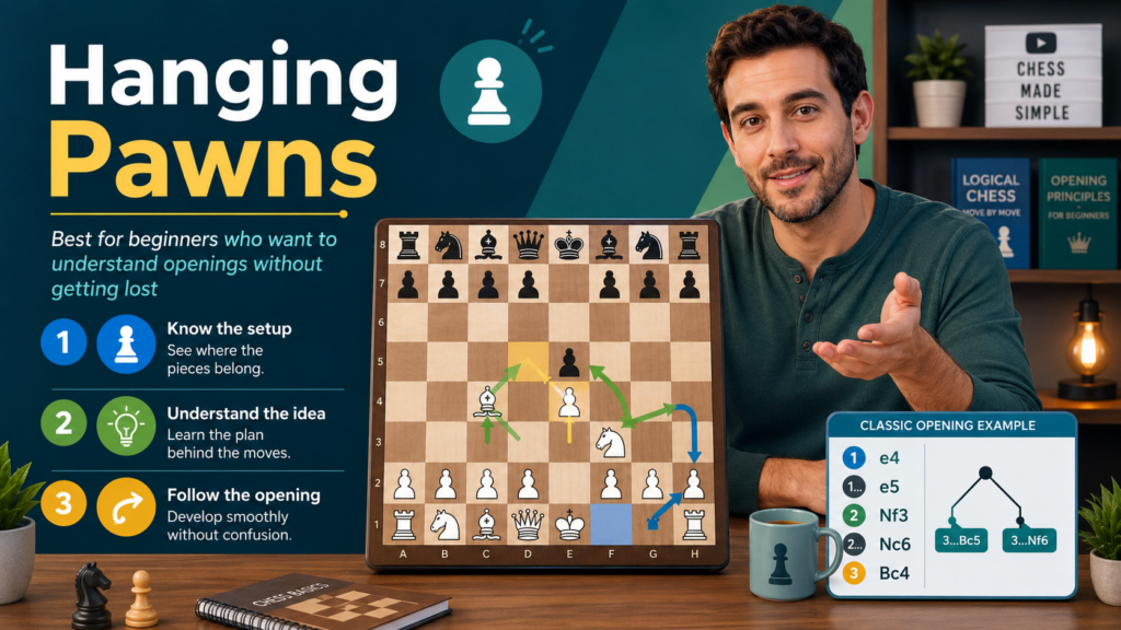 Hanging Pawns is a chess YouTube channel by Stjepan Tomic, and it is known for detailed lessons on openings, plans, structures, and improvement. The channel describes itself as being for players who are trying to improve, and its library includes many videos on opening systems and chess plans.
