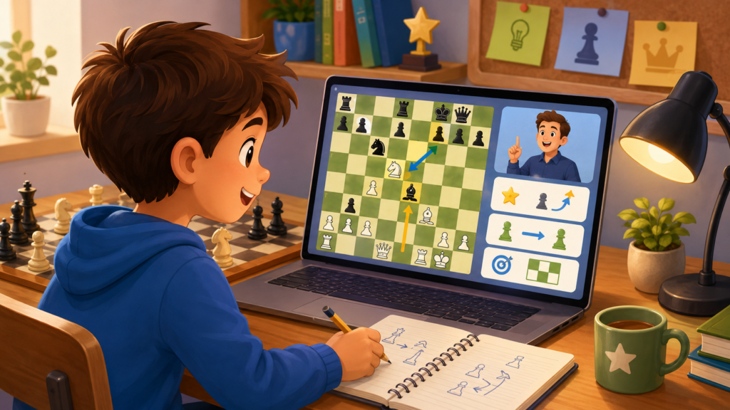 Chess Vibes is a helpful channel for beginners because many of its videos are built around real problems new players face. The channel describes its work as practical chess lessons, and its video library includes rating climb content where games are explained move by move from lower levels upward.