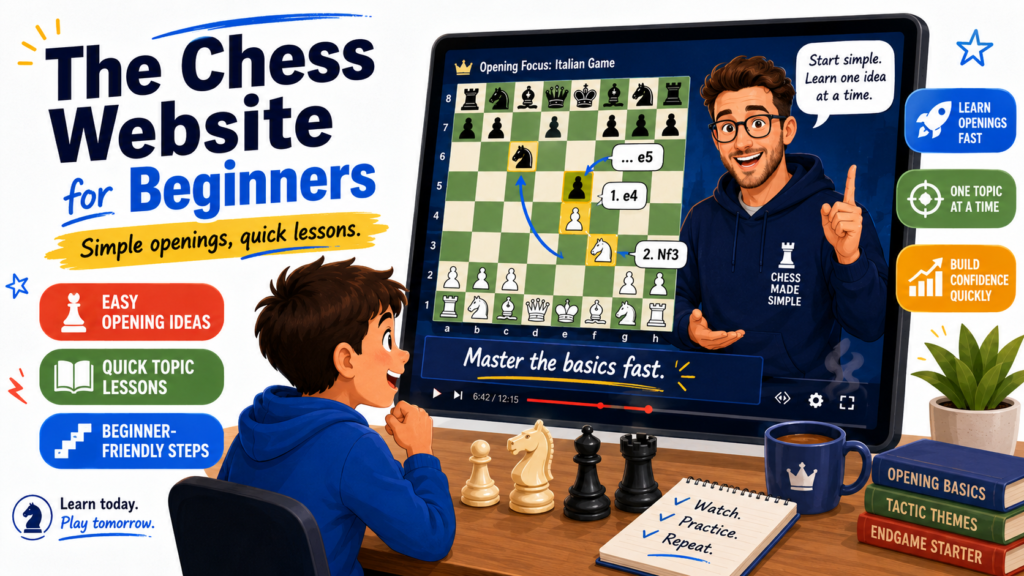 The Chess Website has long been known for short chess lessons, especially on openings. Its YouTube channel says it teaches chess openings and the key ideas inside those openings, including main lines and important things to remember.