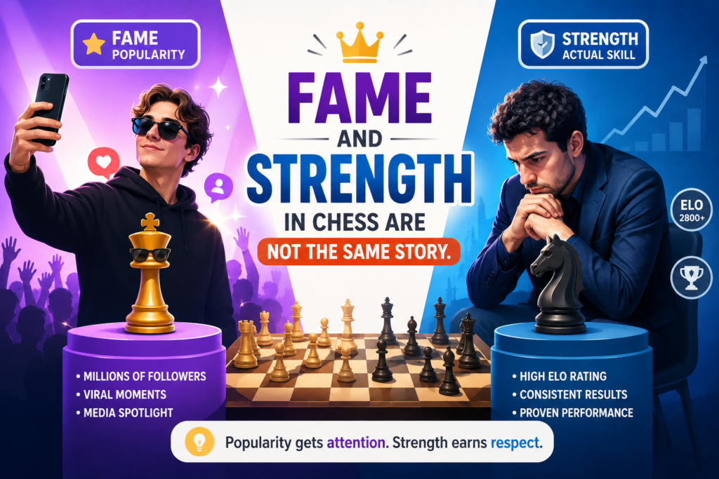A famous chess player is easy to see. Their videos show up in search. Their games get shared. Their name is used in titles. People talk about their wins, losses, habits, openings, and even their facial looks after a bad move.
