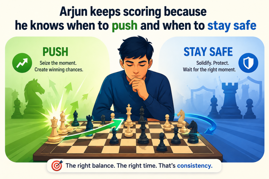 Consistency in chess is not the same as always attacking. It is also not the same as always playing safe. The art is knowing when to push and when to hold. This balance is one of the hardest skills in chess.