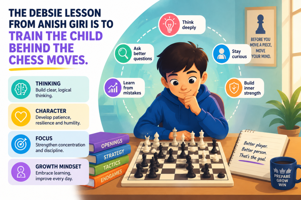 The most useful lesson from Anish Giri is not that every child must study like a grandmaster. That would be too much. The real lesson is that smart preparation builds a stronger mind. It teaches a child to plan before acting, stay calm under pressure, and learn from mistakes without giving up.