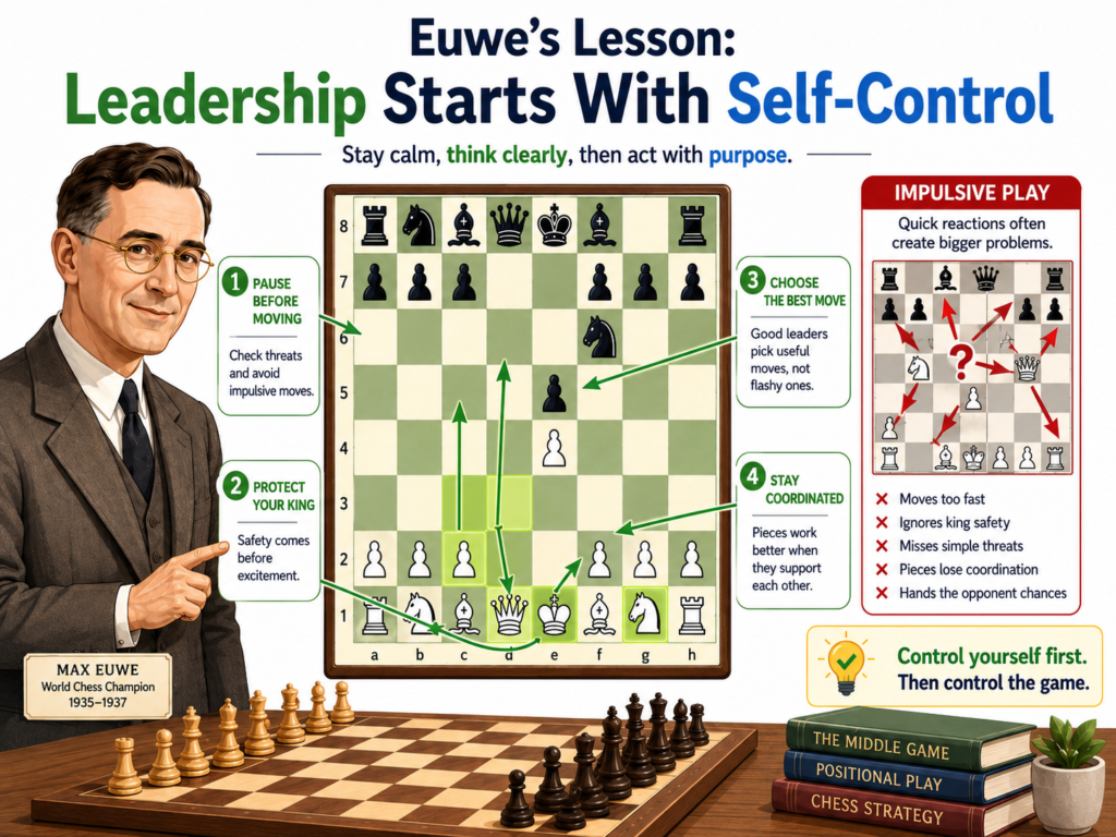 Max Euwe’s story did not end when he stopped being World Champion. He later served as president of FIDE, the world chess body, from 1970 to 1978. That part of his life matters because it shows something deep about chess. 