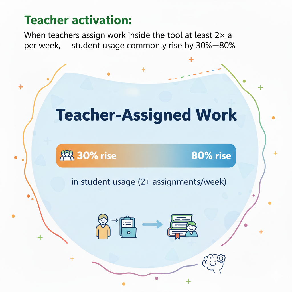 Teacher activation also sends a strong message. It tells students that the tool is not a side activity. It is part of learning. That small shift in meaning changes behavior. Students are far more likely to log in when they know their teacher will check progress and discuss results.