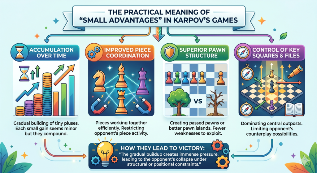 A small advantage in chess is not magic. It is something real, but not always easy to see. It can be a better pawn shape. It can be more space. It can be a safer king. It can be a bishop that has more open lines than the other bishop.