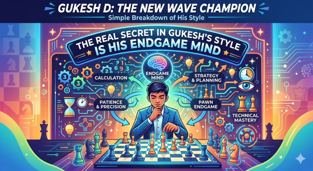 Many chess games do not end with a big attack. They end with two rooks, a few pawns, one bishop, one knight, or even just kings and pawns. This is where Gukesh is very impressive. He can keep playing when the position looks equal. He does not switch off. He looks for small chances until the last move.