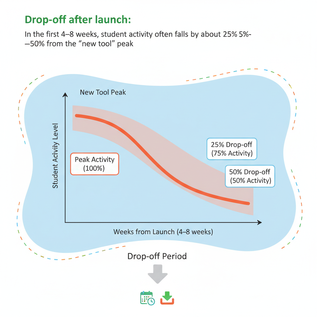 Drop-off also happens when the work becomes harder. Early units may feel easy. Then the tool pushes the child into gaps they have carried for a long time. When students hit friction, they may avoid logging in, even if the tool is helping.