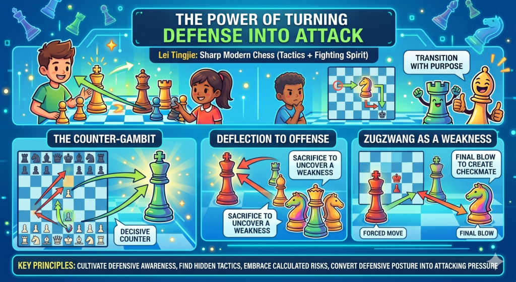 One of the best parts of Lei Tingjie’s chess is her fighting spirit. She does not play as if defense and attack are separate worlds. In strong chess, they often connect. A good defensive move can also prepare an attack.