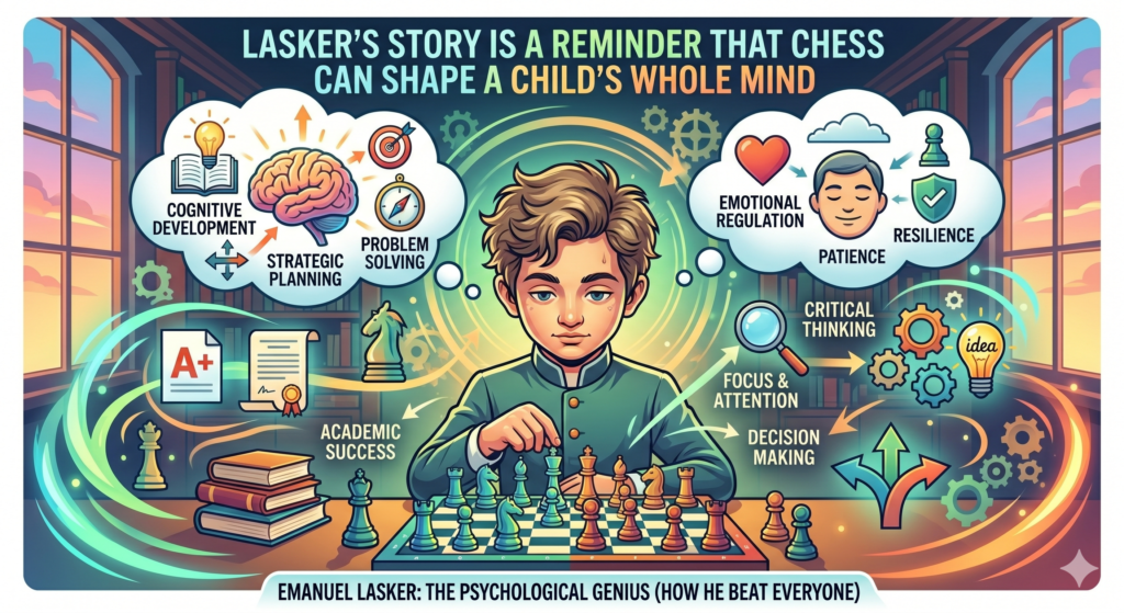 Emanuel Lasker’s life shows that chess can be much more than a board game. He was not only a player. He was also a mathematician and philosopher, and several chess history sources describe him as a deep thinker beyond the board.