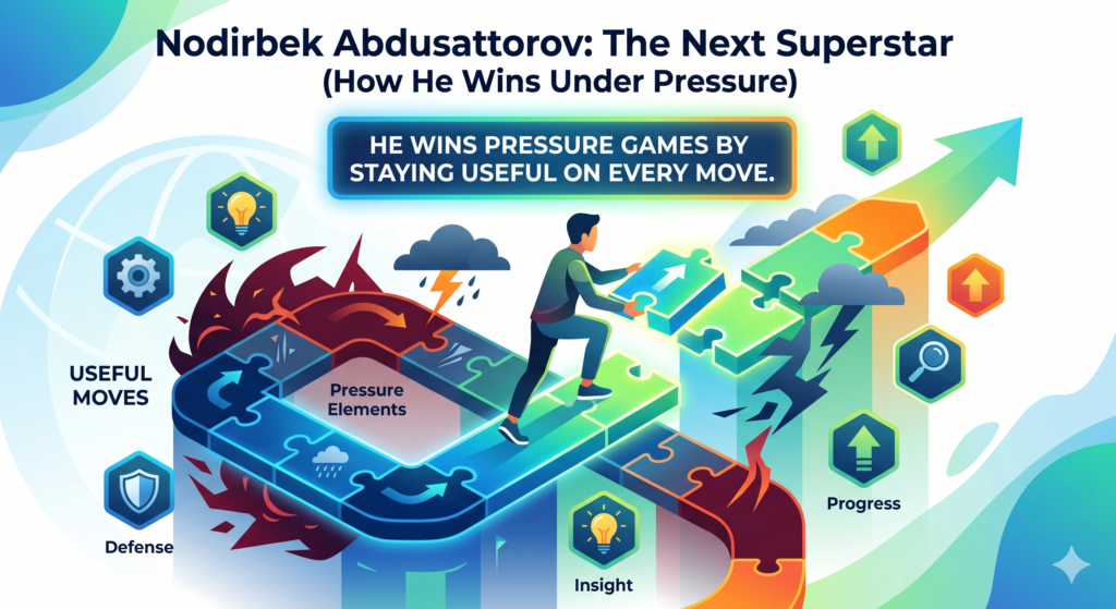Nodirbek Abdusattorov has a gift that many young players can learn from. He does not wait for a perfect chance. He keeps making useful moves until the chance appears. That sounds small, but it is one of the biggest signs of a strong chess mind.
