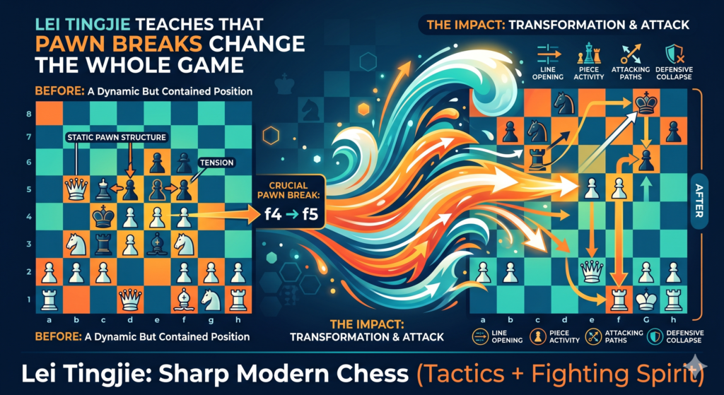 Many children think pawns are small and not very exciting. They want to move queens, rooks, bishops, and knights. But strong players know that pawns can change everything. A well-timed pawn move can open a file, free a bishop, chase a knight, or break the shield around the king.