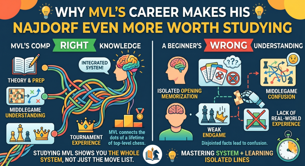 MVL is not just a one-opening player, but the Najdorf is a huge part of his chess identity. FIDE lists him as a French Grandmaster, with the GM title earned in 2005, and his current FIDE profile still shows him among the world’s active elite players.
