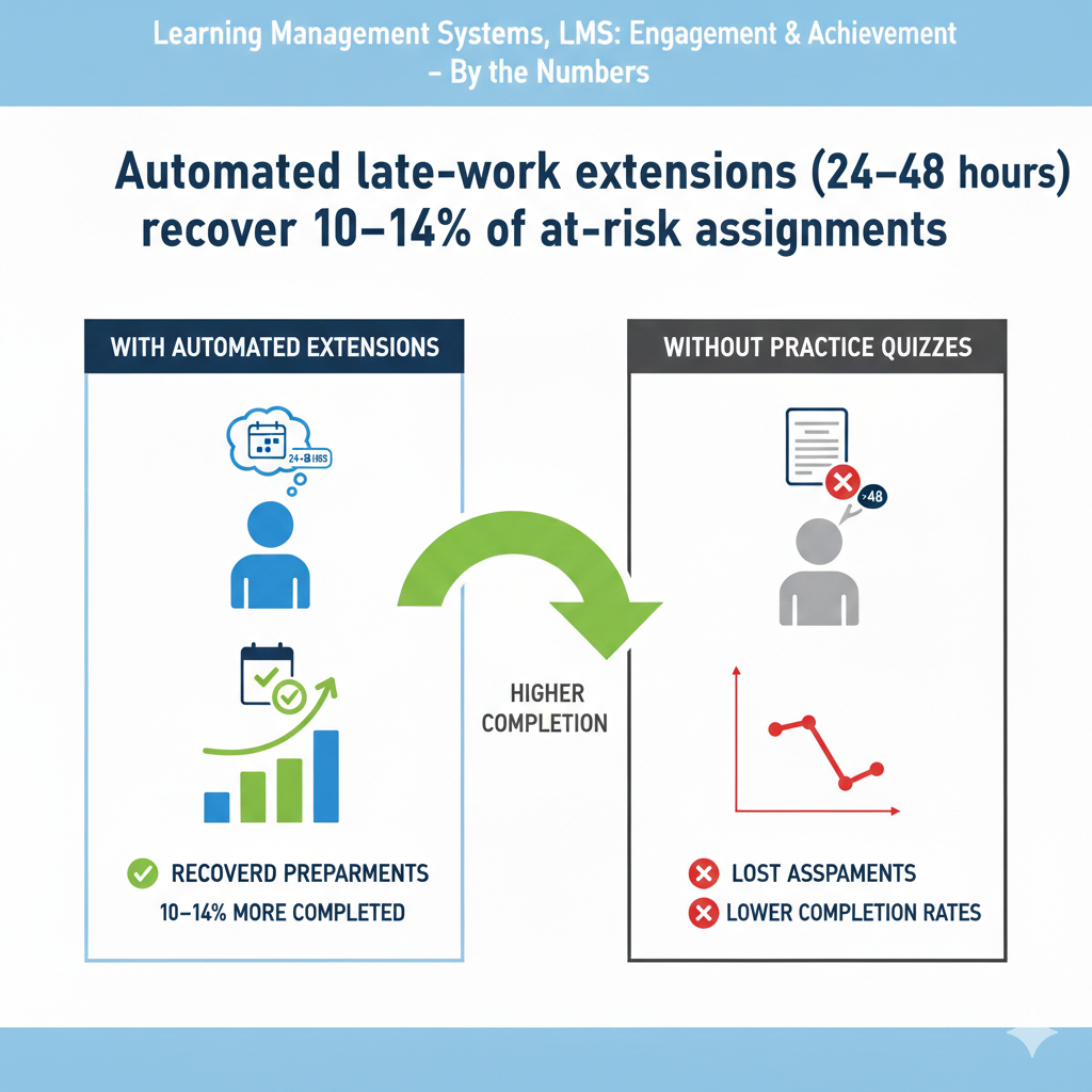 Set a default grace period of twenty-four to forty-eight hours for most weekly tasks. Show the option on the submission page with a plain button that the student can click once per assignment. When clicked, the LMS records the new due time and sends a kind note with a direct link back to the task.