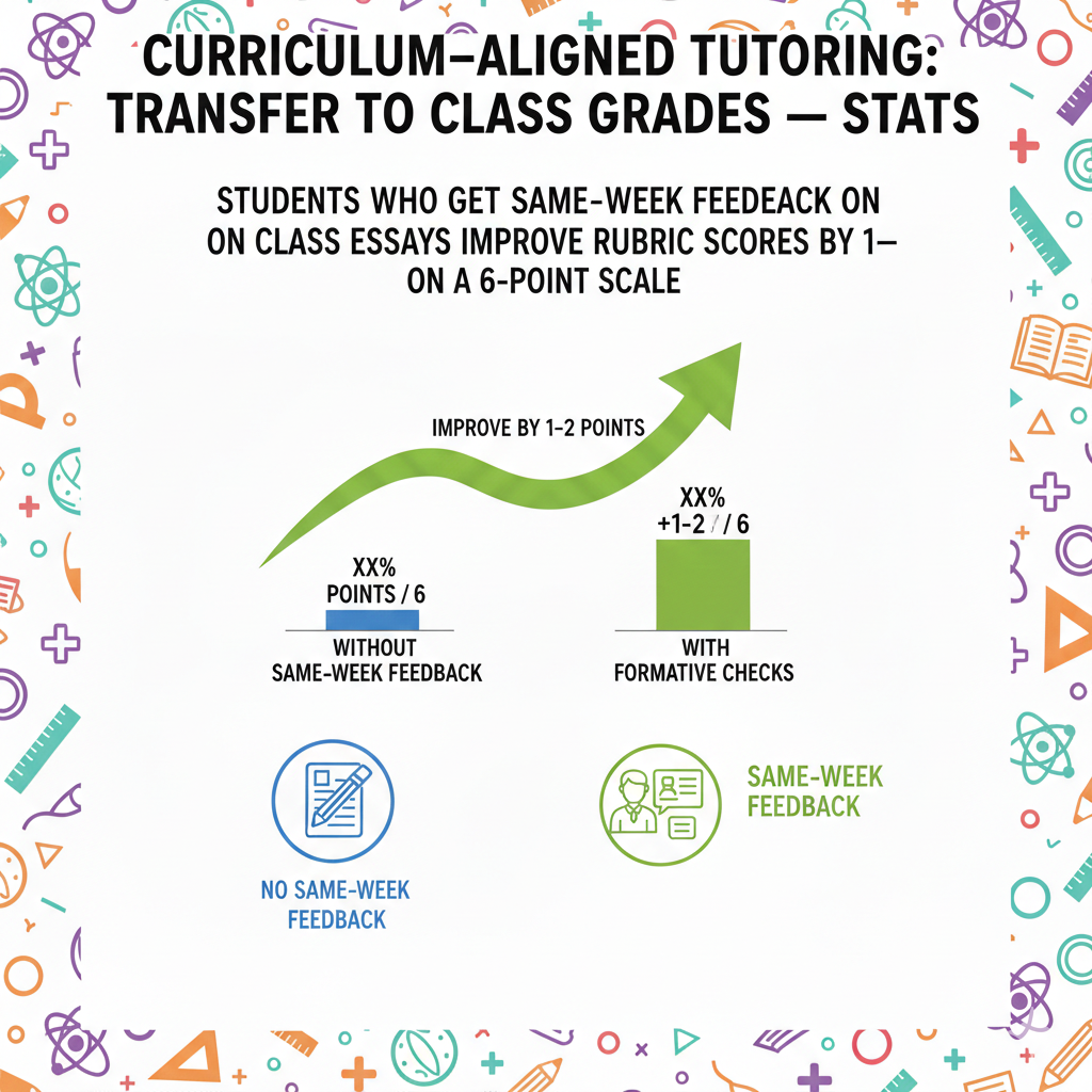 Have the student draft early in the week, even if it is rough. In tutoring, read the piece once without stopping, then once more with a pen that marks only rubric-linked moves. Circle the thesis, underline each piece of evidence, and bracket analysis sentences.