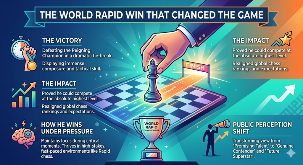 He was only 17, yet he won one of the hardest events in chess. In rapid chess, players do not have hours to think. They must find good moves fast. The clock becomes part of the fight. One small panic can ruin a whole game.