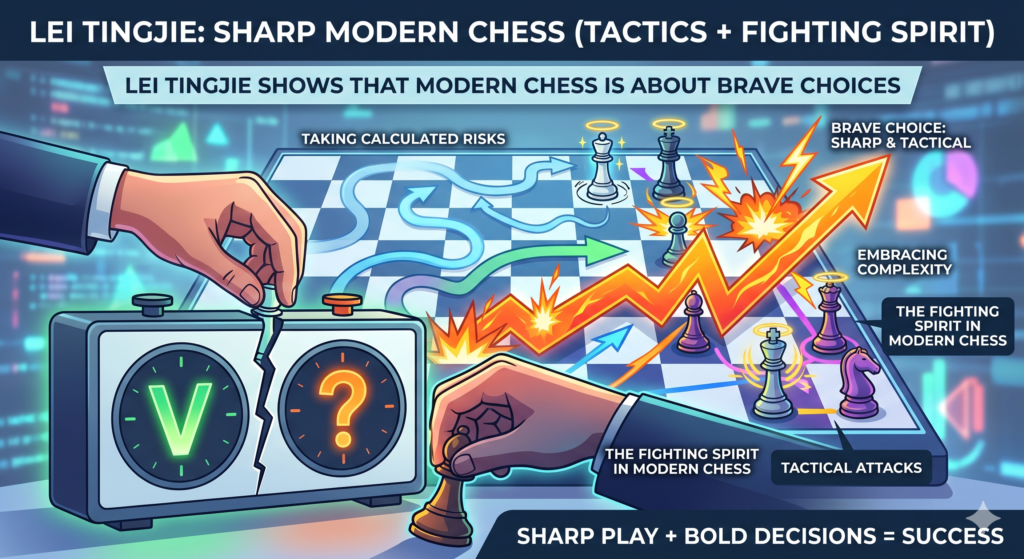 Lei Tingjie’s chess is a great lesson for young players because she does not play with fear. She plays with clear ideas. She looks for active pieces, open lines, weak squares, and chances to put pressure on the other player. That is what makes her games so helpful for kids who want to play sharper chess.