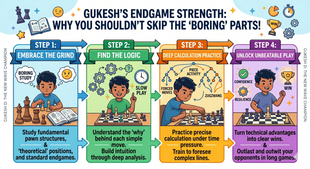 Many children love openings and tactics, but they do not always enjoy endgames at first. Endgames can feel slow. There are fewer pieces. There are fewer checks. But this is exactly why endgames are so valuable. They teach clear thinking.