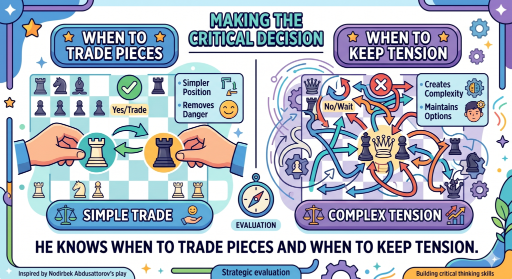 One of the hardest skills in chess is knowing when to trade. Many beginners trade pieces just because they can. They see a capture, so they take. But strong players know that every trade changes the story of the game.