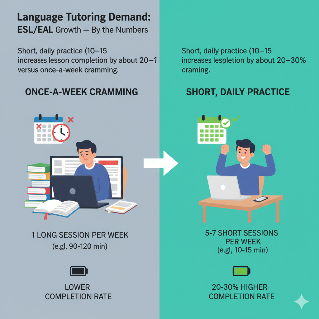 That is like adding two to three extra classes without paying or finding more time in a busy week. Daily contact also lowers stress. You stop seeing English as a big, scary task and start seeing it as a normal part of the day, like brushing your teeth or stretching your legs.