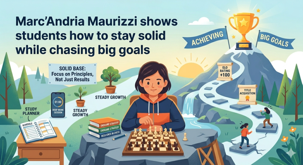Marc’Andria Maurizzi is one of the top young French players for students to follow. FIDE lists him as a French Grandmaster, born in 2007, and his profile shows that he earned the Grandmaster title in 2021 after becoming an International Master in 2019.