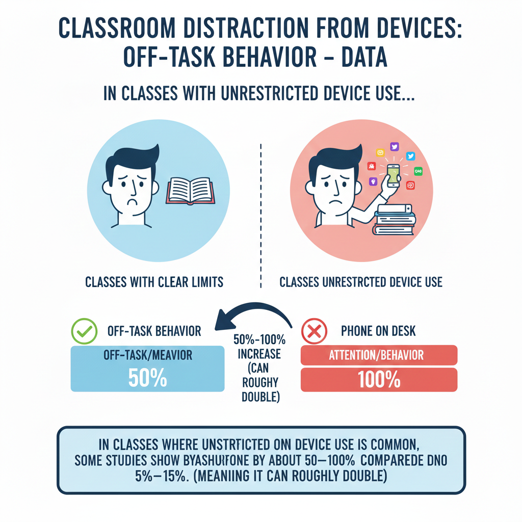 If you are a teacher, keep the rule short and easy to apply. One good option is: “Devices away during instruction, allowed only when I say.” Pair it with a routine so it becomes automatic. Start-of-class phone away. End-of-class phone back.