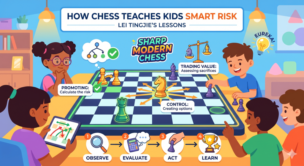 Every strong chess player takes risks. The secret is knowing which risks are worth taking. Lei Tingjie’s sharp style can teach children this skill in a safe and useful way. She does not play wild moves just to look exciting. Her best risks are tied to activity, pressure, timing, and clear targets.