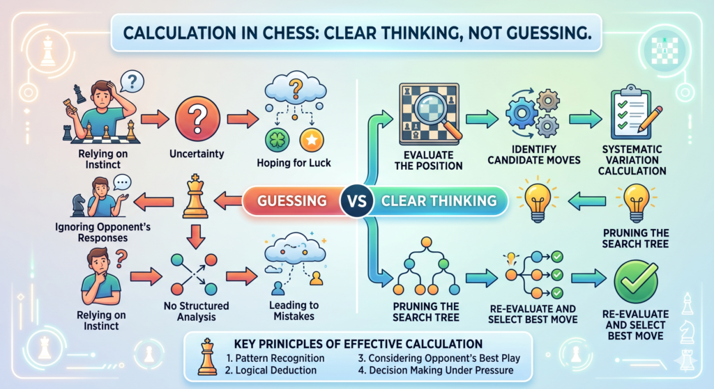 Lei Tingjie’s sharp chess looks fast and fearless, but strong tactics do not come from guessing. They come from clear calculation. A top player does not simply see a move and hope it works. They look at checks, captures, threats, and replies. 