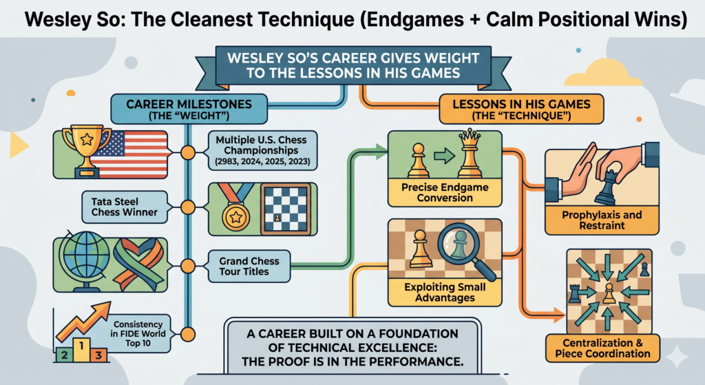 The U.S. Chess Champs profile notes that he won the 2017 U.S. Championship, won the 2021 Paris Rapid and Blitz, and won the full 2021 Grand Chess Tour. It also says he helped the U.S. team win gold at the 2016 Olympiad and won individual gold on board three.