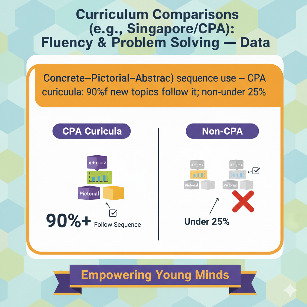 It builds meaning before memory. In strong CPA programs, almost every new topic walks this path. Students do not rush to symbols. They earn them. In many non-CPA programs, the path is rare. Teachers may show a rule or a formula first and give pictures only as decoration. 