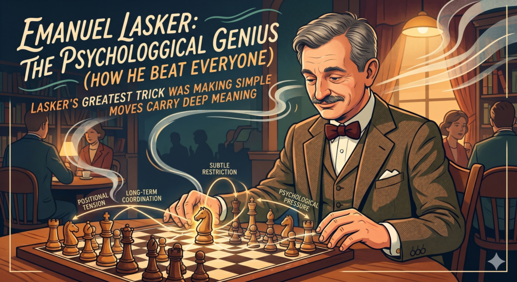 When people hear “psychological genius,” they may imagine secret tricks or strange traps. But much of Lasker’s power came from simple-looking moves that had deep purpose.