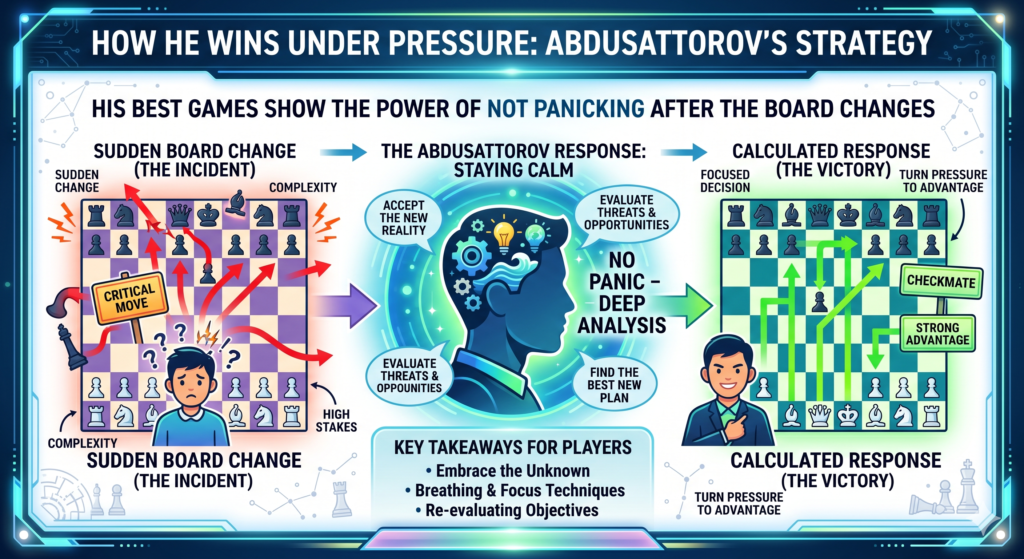 Every chess game changes. A player may have a good position, then lose the edge. A player may prepare one plan, then the opponent stops it. A player may feel safe, then a tactic appears. This is where pressure begins. The player who adapts usually survives. The player who panics often falls apart.