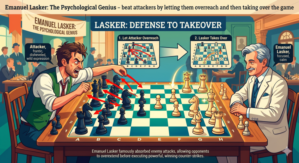 Frank Marshall was one of the great attacking players of Lasker’s time. He loved sharp play. He loved open lines, threats, and tactics. But when he faced Lasker in their 1907 World Championship match, Marshall could not win a single game.