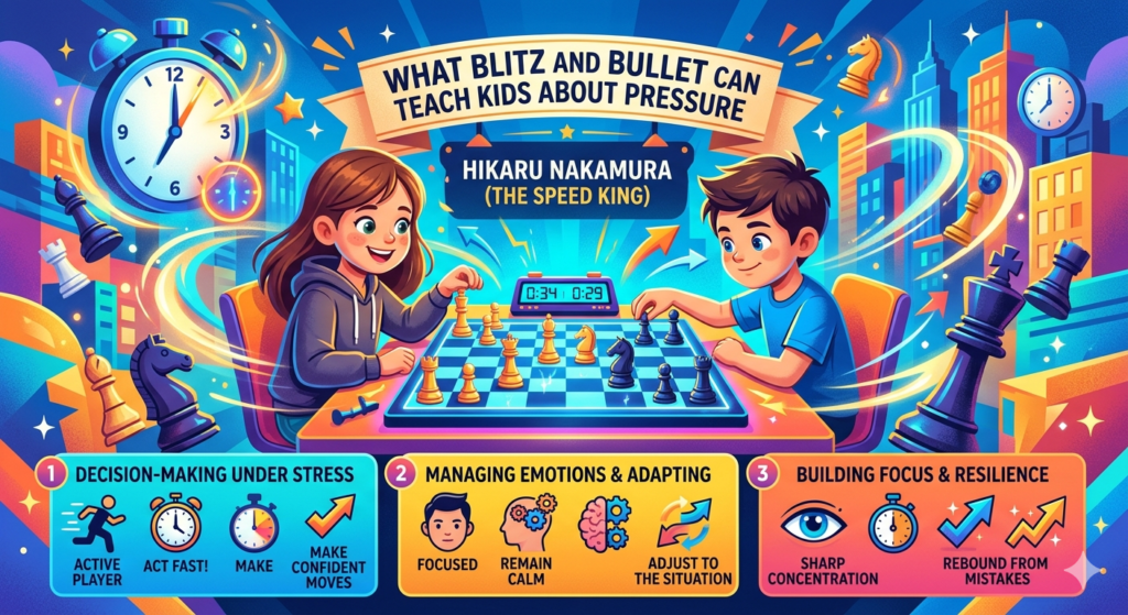 Blitz and bullet chess can look wild from the outside. Pieces fly. Clocks blink. Players win from lost positions. Sometimes a single second changes the whole game. To a parent, it may look like chaos. But for a child, fast chess can become a safe place to train pressure.