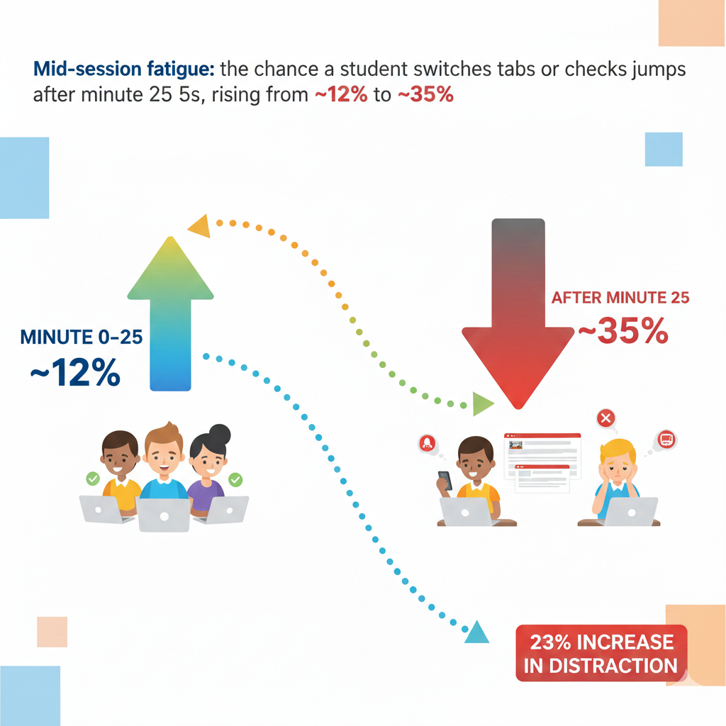 Make the reset visible. Say, “We are entering Level Two.” Change the slide color or move to a new board. Use a one-line agenda to show what is left and how little time it will take. If a phone is in reach, ask students to flip it face down before the reset. 