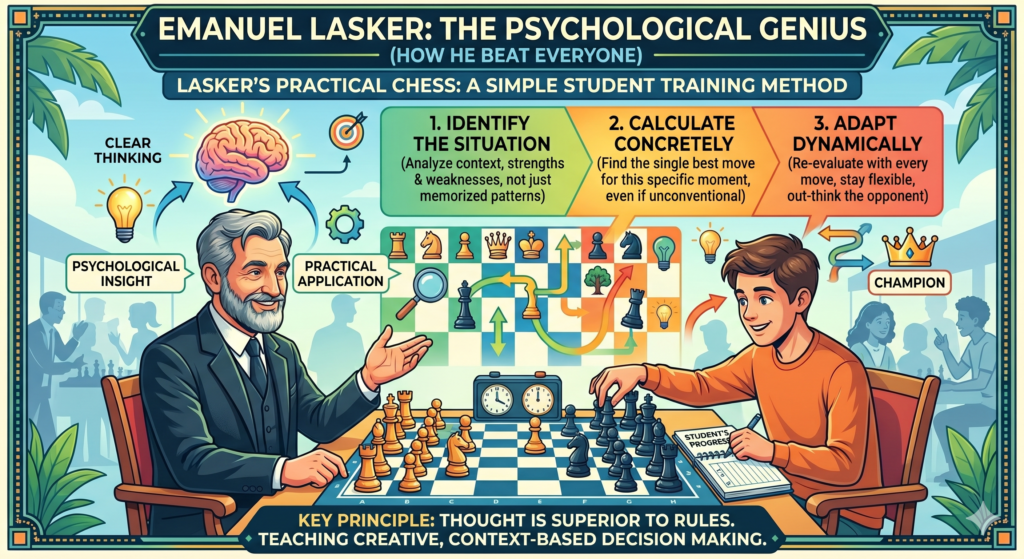 It is easy to admire Lasker and still wonder, “How can a child use this?” After all, Lasker was a world champion. Most children are still learning basic tactics, openings, and endgames.
