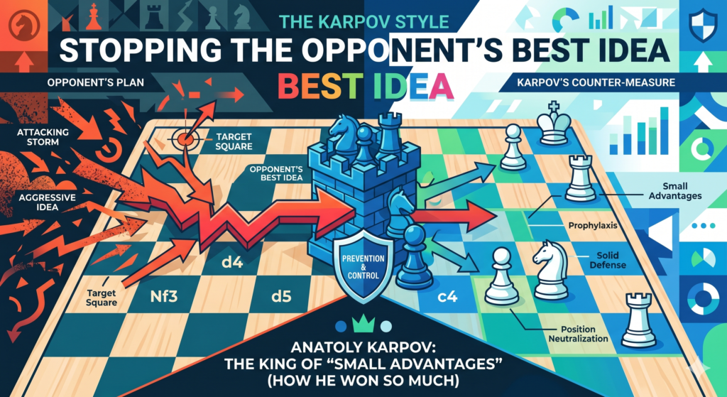 A big part of Karpov’s genius was prevention. In chess, this means you do not only think about your own plan. You also think about the other player’s plan and stop it before it becomes dangerous. Strong players often call this idea “prophylaxis,” but we can say it in a simpler way: do not let your opponent get what they want.