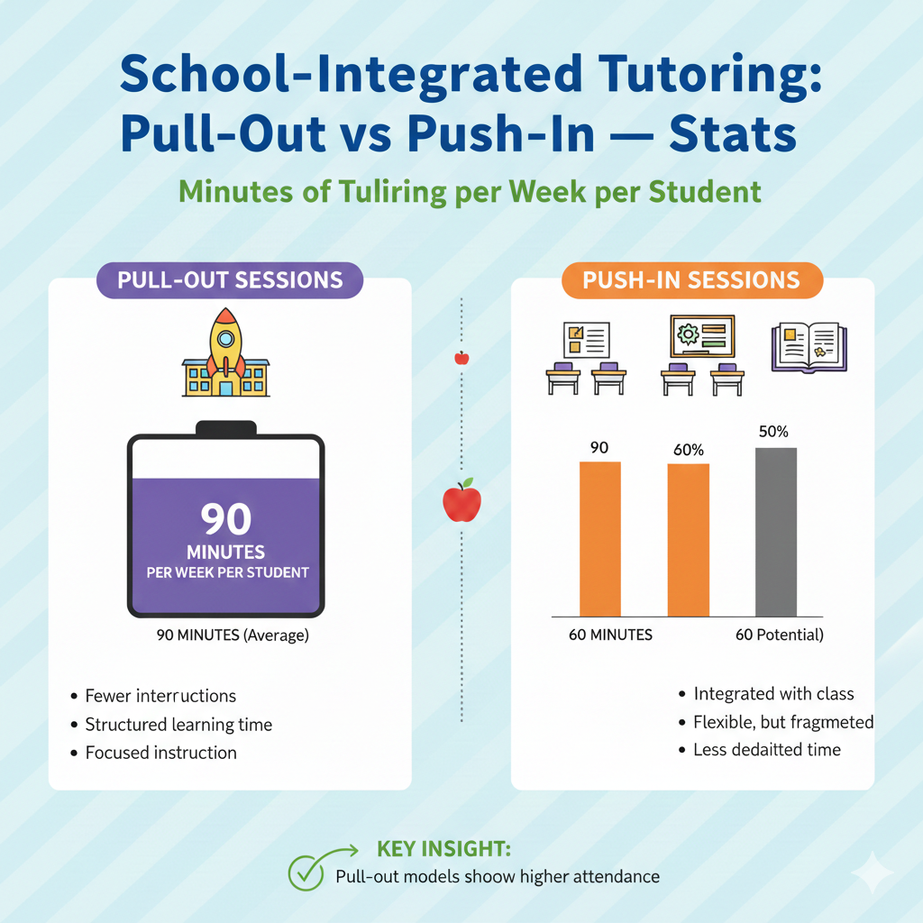 In push-in, align the tutor window with the most practice-heavy part of the lesson so every minute counts. Protect minutes during busy weeks by banking make-up time. If a holiday cuts a session, add a short session the next day during morning work.