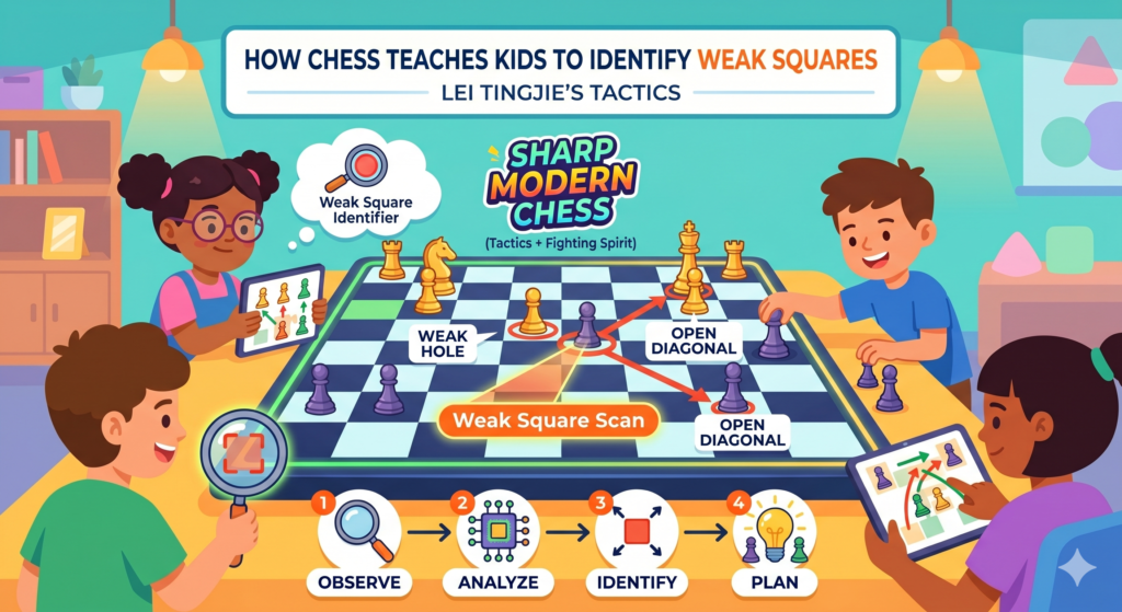 A strong attack often starts with a weak square. A weak square is a square that the opponent cannot protect well with pawns. When a piece lands there, it can become very hard to remove. Lei Tingjie’s sharp style shows why these squares matter. She does not only attack pieces. She attacks places on the board.