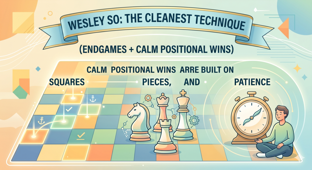 Wesley So’s positional wins often start with a quiet move that does not look special. Maybe he moves a rook to a better file. Maybe he places a knight where it cannot be chased. Maybe he stops the opponent’s pawn break.