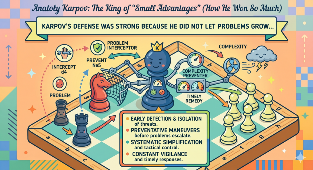 Karpov is often praised for his positional wins, but his defense was also a huge part of his success. Good defense is not only about surviving checkmate threats. Good defense starts much earlier. It starts when you notice a small danger before it becomes a big one.