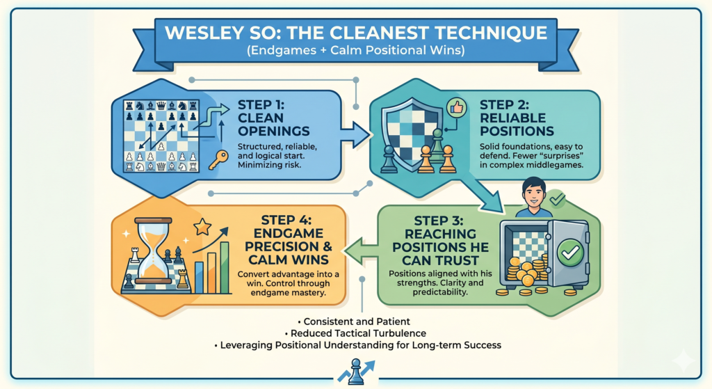 Wesley So is not known as a player who tries to shock people in the opening every game. He can prepare deeply, of course, because he plays at the highest level. But the heart of his opening style is not cheap surprise. It is trust.